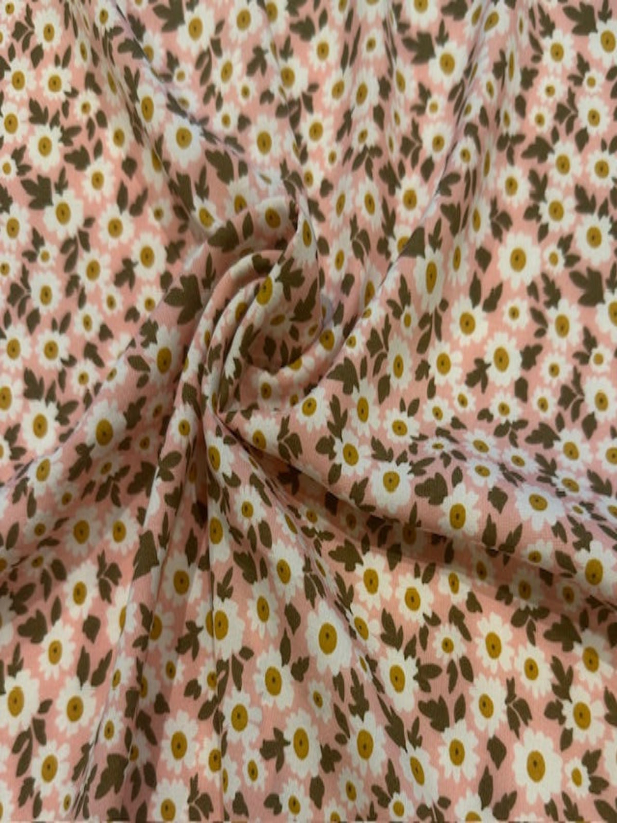 White Daisy on Pink Polyester