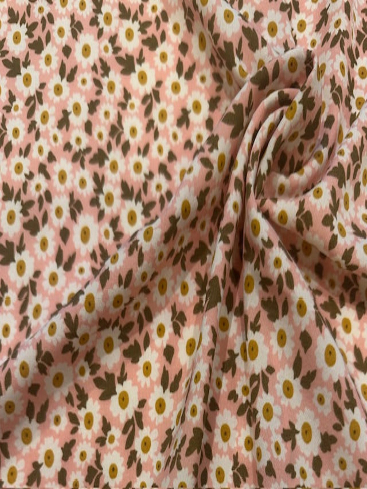 White Daisy on Pink Polyester