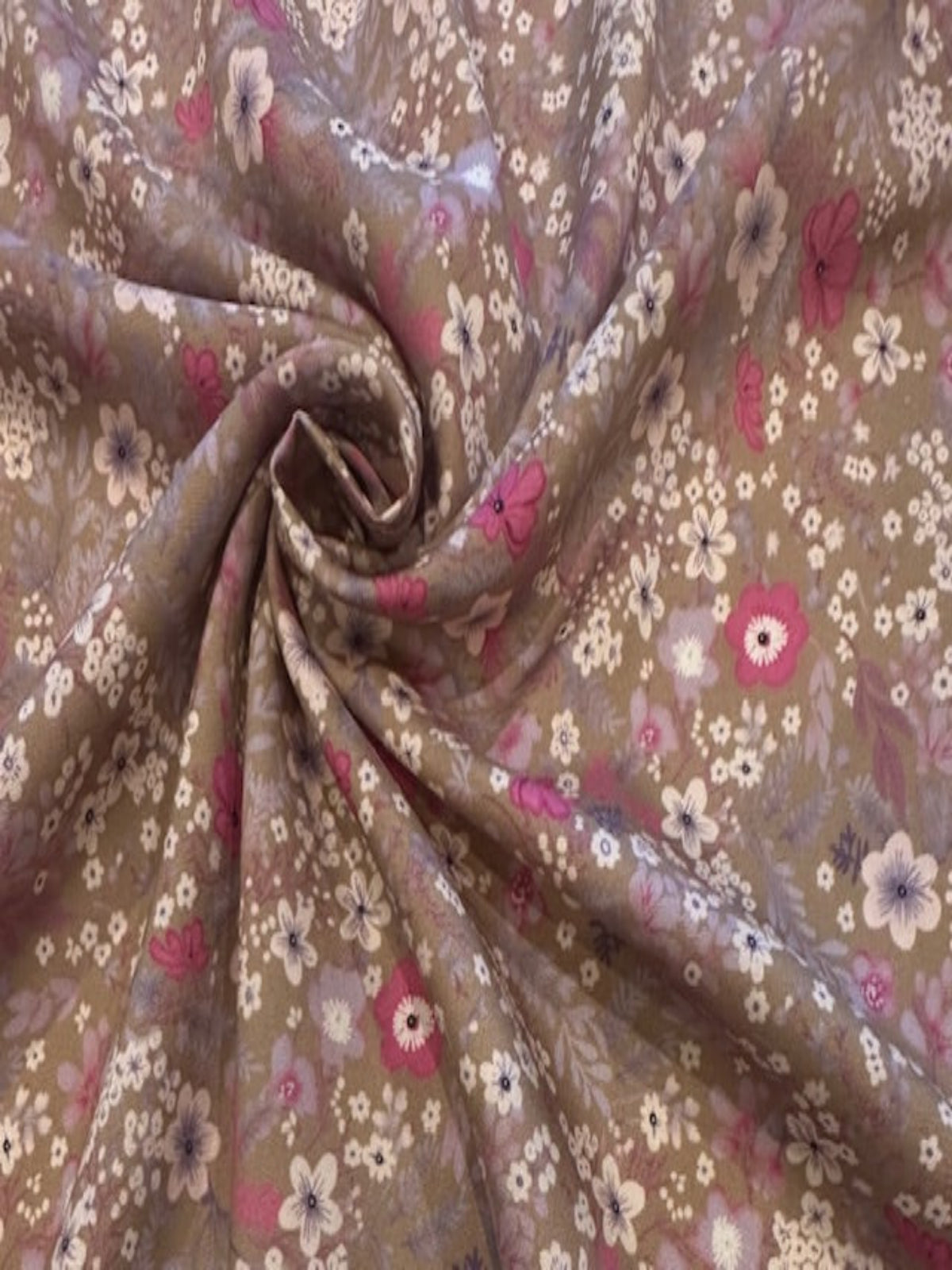 Pink/Lilac Small Flower Print on Soft Handle Viscose