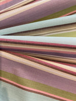 Lilac/Lime/Turq Stripe on Cotton - Stripes running along the Fabric