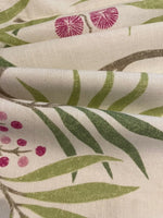 Pink flowers with Green on Cotton "Sanderson - Arberella"