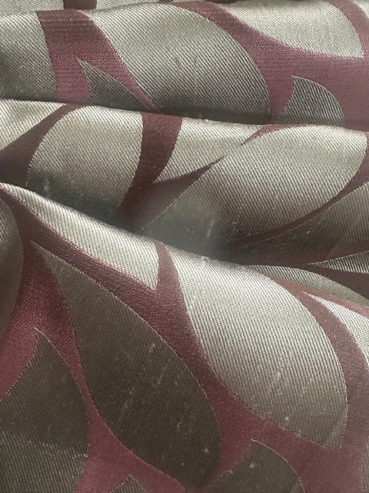 Dusty Pink Leaf Damask, Silk Mix