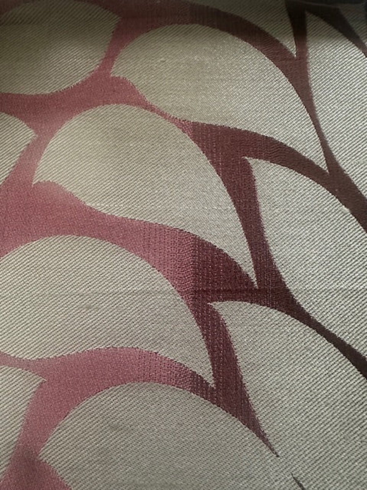 Dusty Pink Leaf Damask, Silk Mix