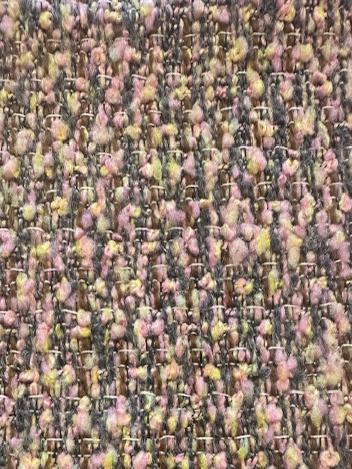 Pink /Lemon Chanel Style Boucle Fabric