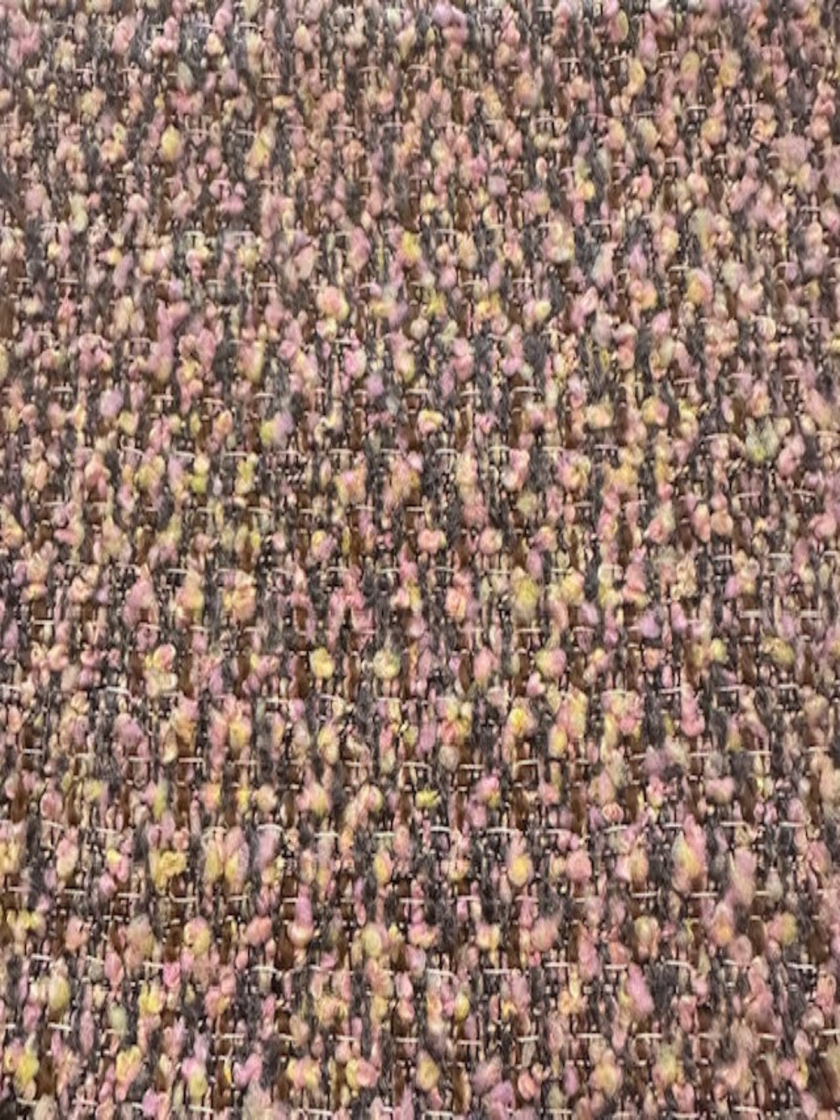 Pink /Lemon Chanel Style Boucle Fabric