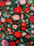 Red/Pink Small Flowers on Green/Navy Cotton Lawn