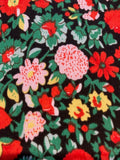 Red/Pink Small Flowers on Green/Navy Cotton Lawn