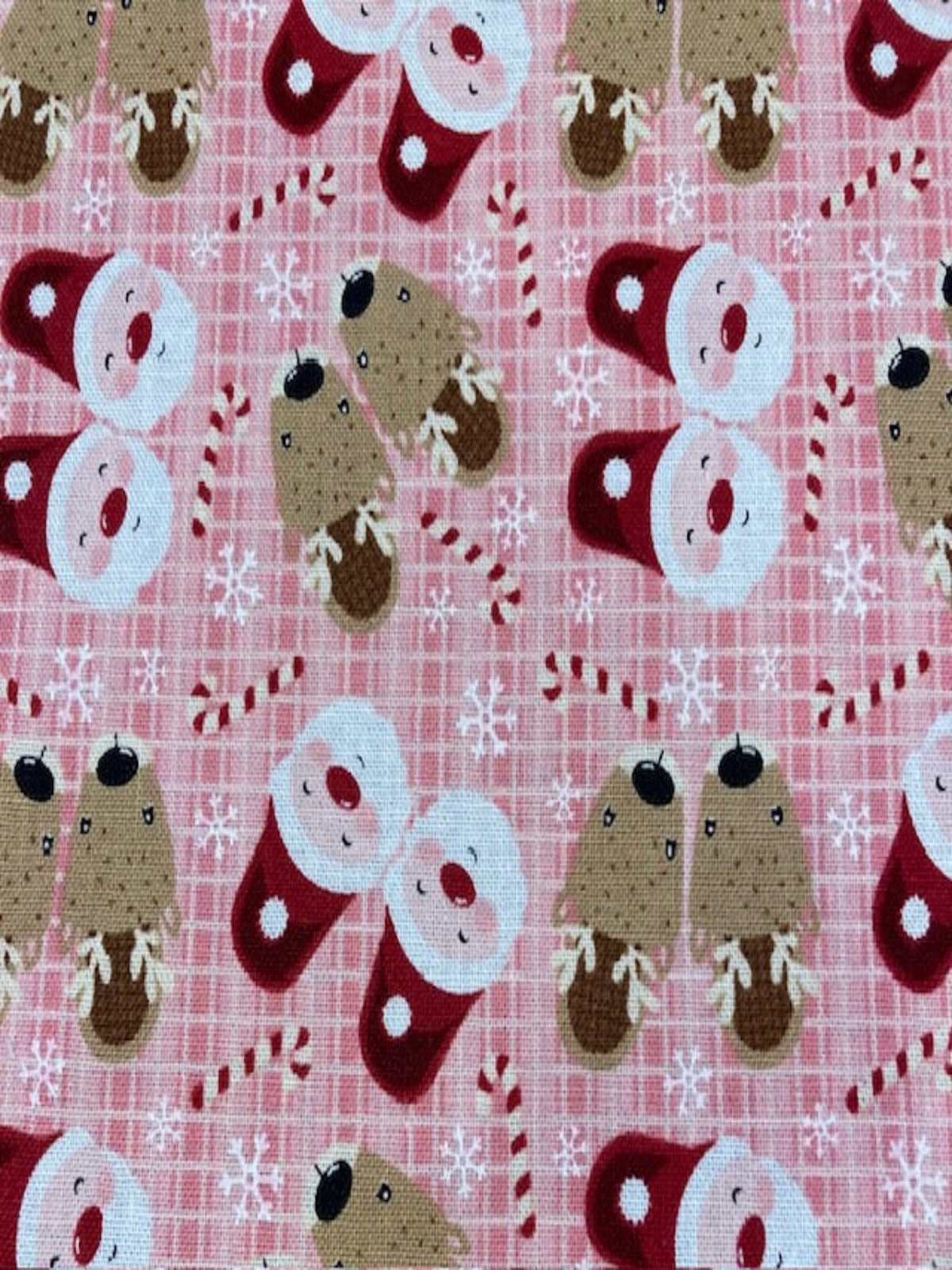 Father Christmas & Reindeer on Pink Cotton Poplin