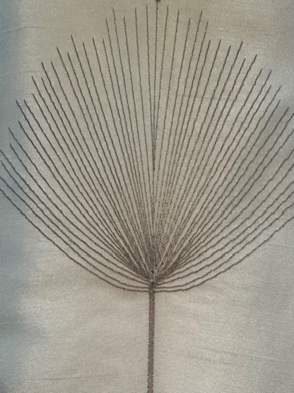 Pink/Lime Fan Plant Embroidery on Ivory Dupion