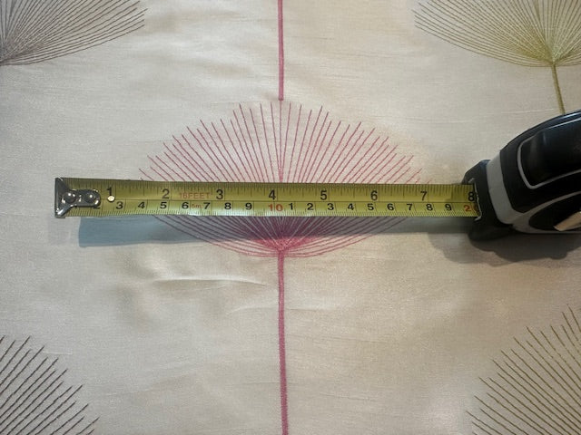 Pink/Lime Fan Plant Embroidery on Ivory Dupion