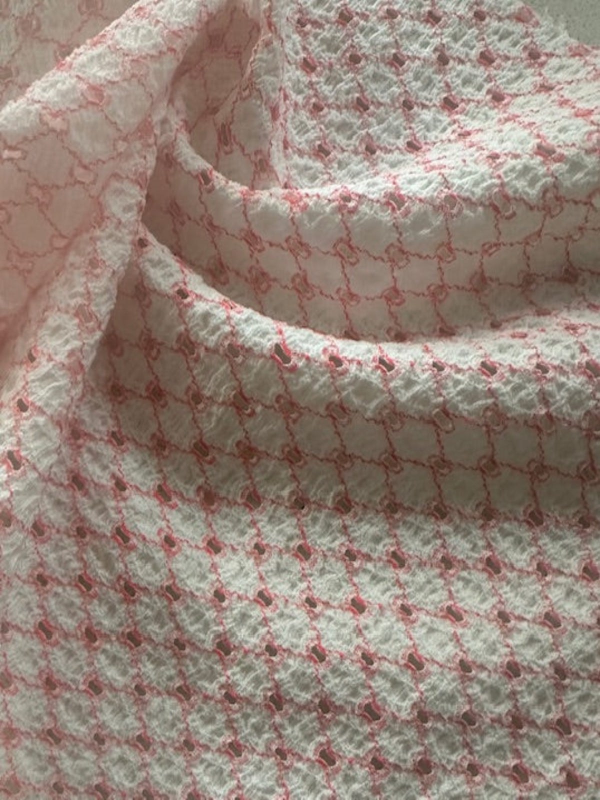 Orange Red Trellis with Stretch. Airtex Fabric