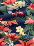 Pink Lilies on Navy Cotton