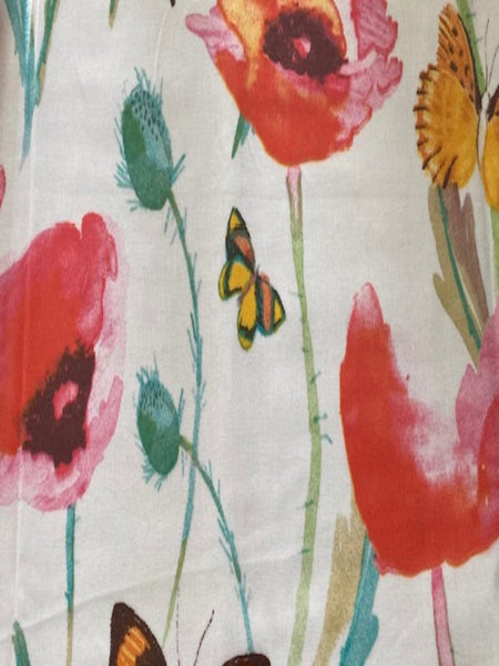 Multi Coloured Poppies & Butterflies on PVC Coated Cotton