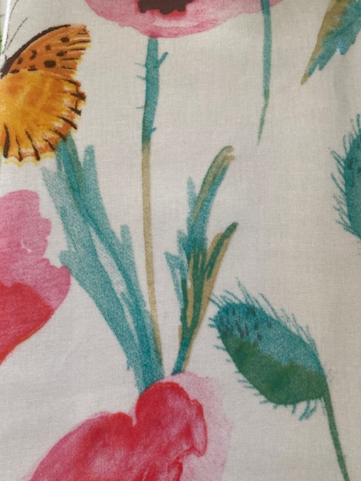 Multi Coloured Poppies & Butterflies on PVC Coated Cotton