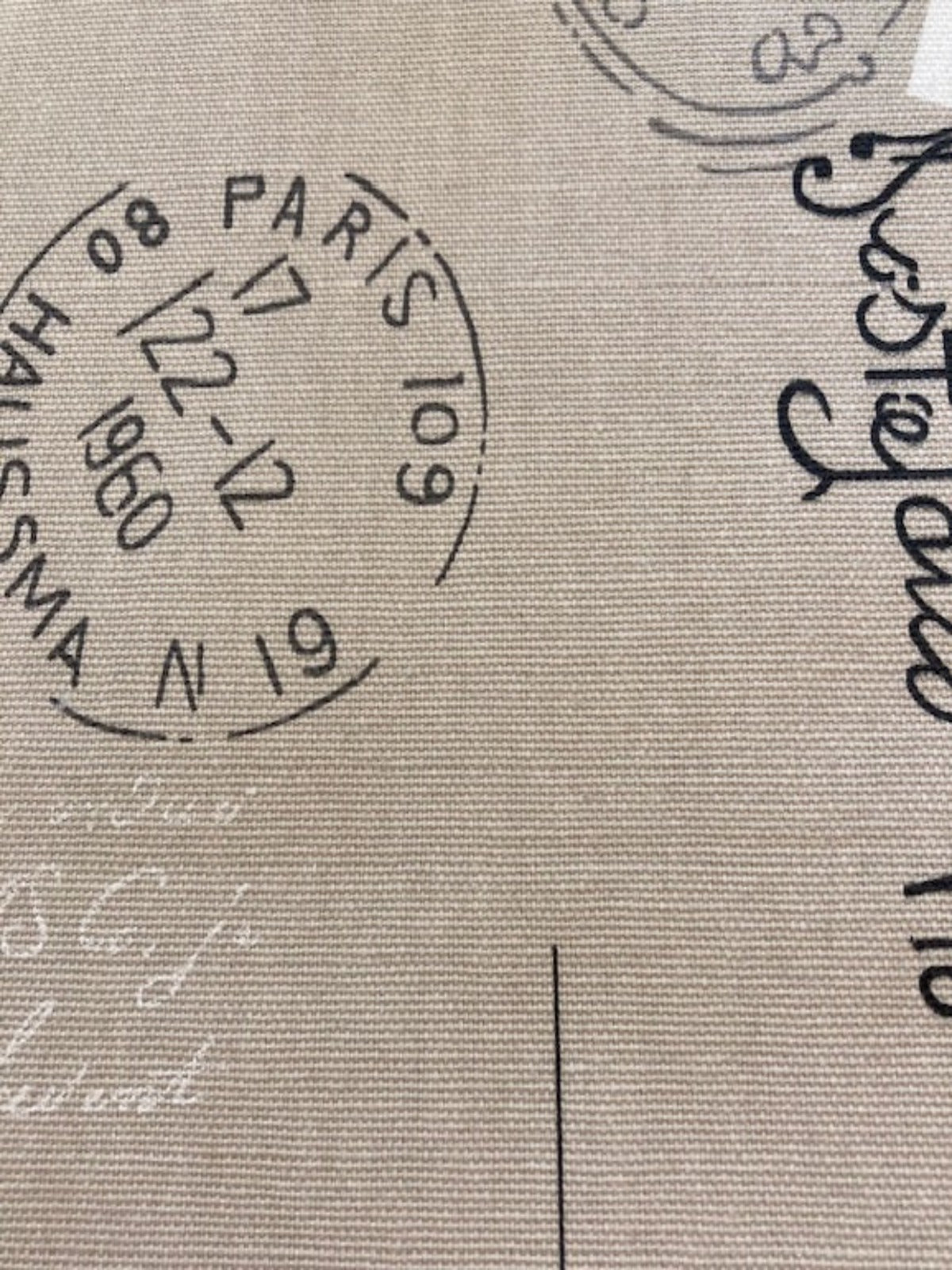 World Postal Theme on Beige Cotton
