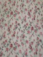 Pink Trailing Floral on White Poly/Cotton