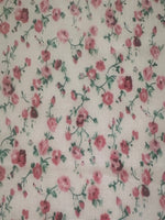 Pink Trailing Floral on White Poly/Cotton