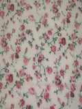 Pink Trailing Floral on White Poly/Cotton