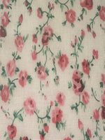 Pink Trailing Floral on White Poly/Cotton