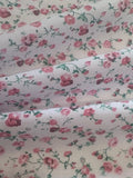 Pink Trailing Floral on White Poly/Cotton