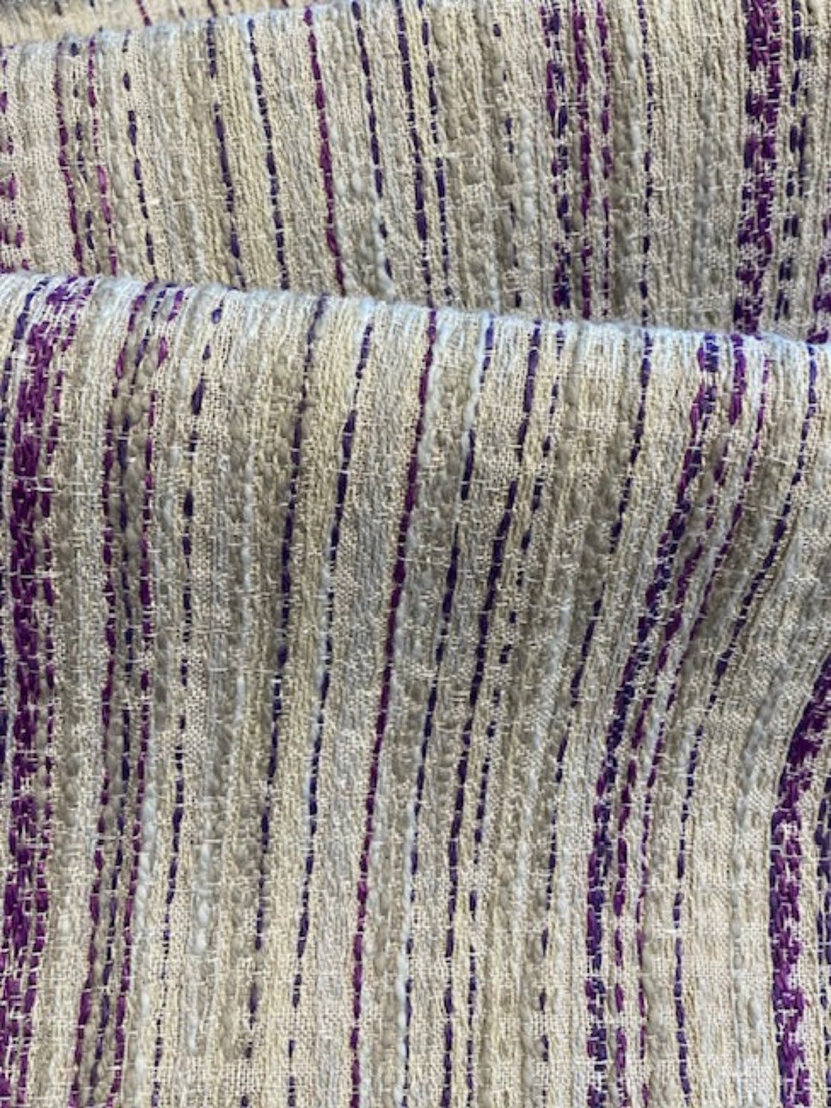 Purple Irregular Stripes on Boucle looking Furnishing