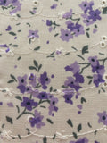 Violet Flower Bunches on Embroidered Broderie Anglais, Cotton Feel