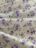 Violet Flower Bunches on Embroidered Broderie Anglais, Cotton Feel