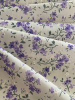 Violet Flower Bunches on Embroidered Broderie Anglais, Cotton Feel