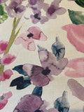 Pink/violet Watercoloured Print on Cotton Furnishing