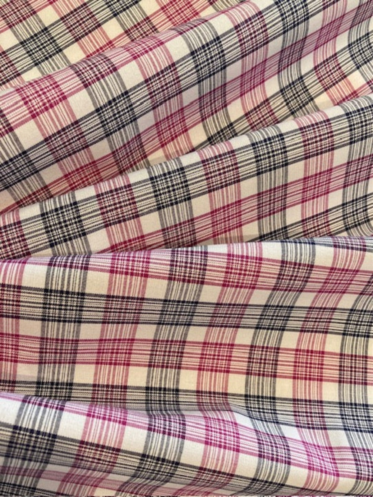 Fuchsia/Black Check Cotton Shirting
