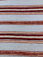 Red Raised Stripe on Sky Blue. Soft Handle,&nbsp; Stripes run across the fabric.