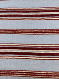 Red Raised Stripe on Sky Blue. Soft Handle,&nbsp; Stripes run across the fabric.