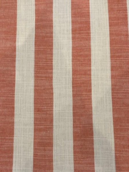 Tomato Red/White 4cm Colour Woven Stripe - Running along the Fabric