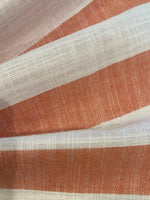 Tomato Red/White 4cm Colour Woven Stripe - Running along the Fabric