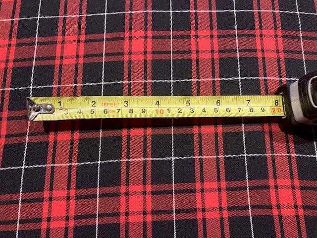 Black & Red Tartan Check Viscose Fabric – Soft Handle for Stylish Garments
