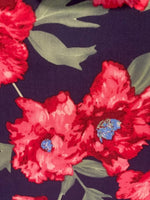 Red Flowers on Navy Cotton Lawn