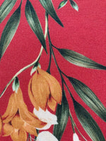 Trailing Leaf & Flowers on Red Viscose