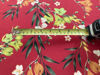 Trailing Leaf & Flowers on Red Viscose