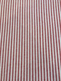 Red/White Colour Woven Stripe - Running along the Fabric