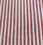 Red/White Colour Woven Stripe - Running along the Fabric