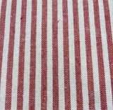 Red/White Colour Woven Stripe - Running along the Fabric