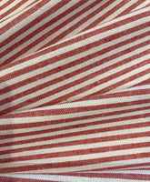 Red/White Colour Woven Stripe - Running along the Fabric