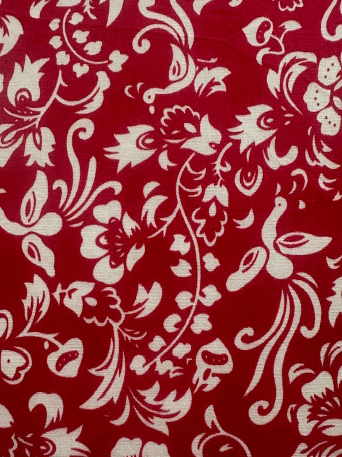 Red/White Mono Floral on Cotton Poplin
