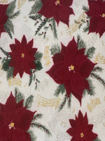 Christmas Red Poinsettia on White Cotton