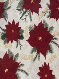 Christmas Red Poinsettia on White Cotton