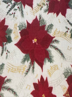 Christmas Red Poinsettia on White Cotton