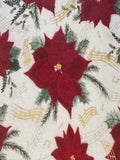 Christmas Red Poinsettia on White Cotton