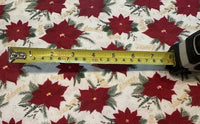 Christmas Red Poinsettia on White Cotton