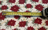Christmas Red Poinsettia on White Cotton