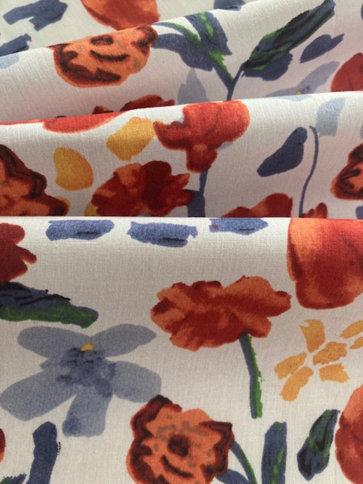 Red Poppies on White Cotton Lawn